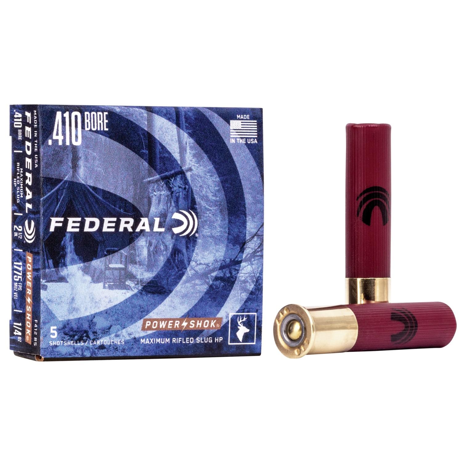 Federal F412RS Power-Shok Shotshell 410 Gauge 2.50" 1/4 oz Rifled Slug Shot 5 Per Box/ 50 Cs - View 2