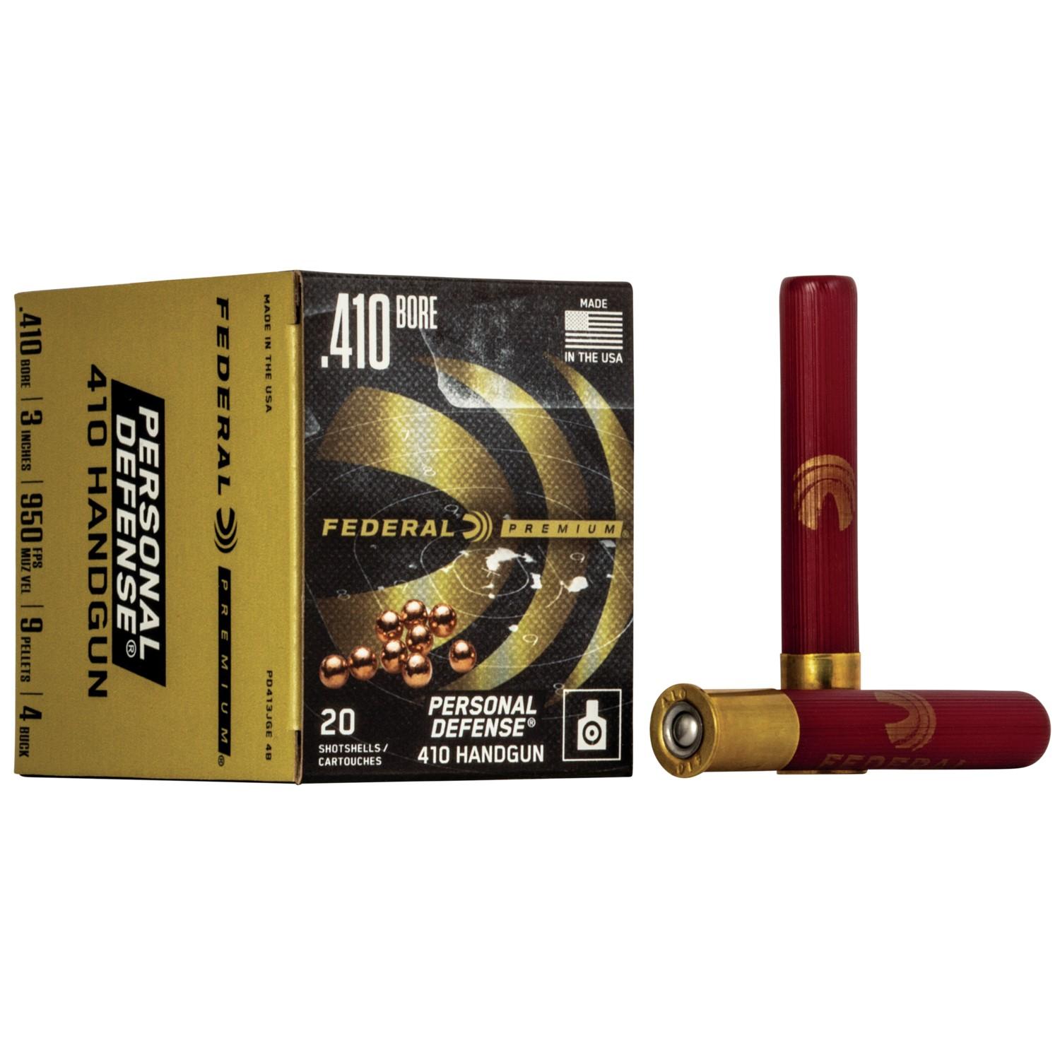 Federal PD413JGE4B Premium Personal Defense 410 Gauge 3" 9 Pellets 950 fps 4 Buck Shot 20 Bx/10 Cs - View 2