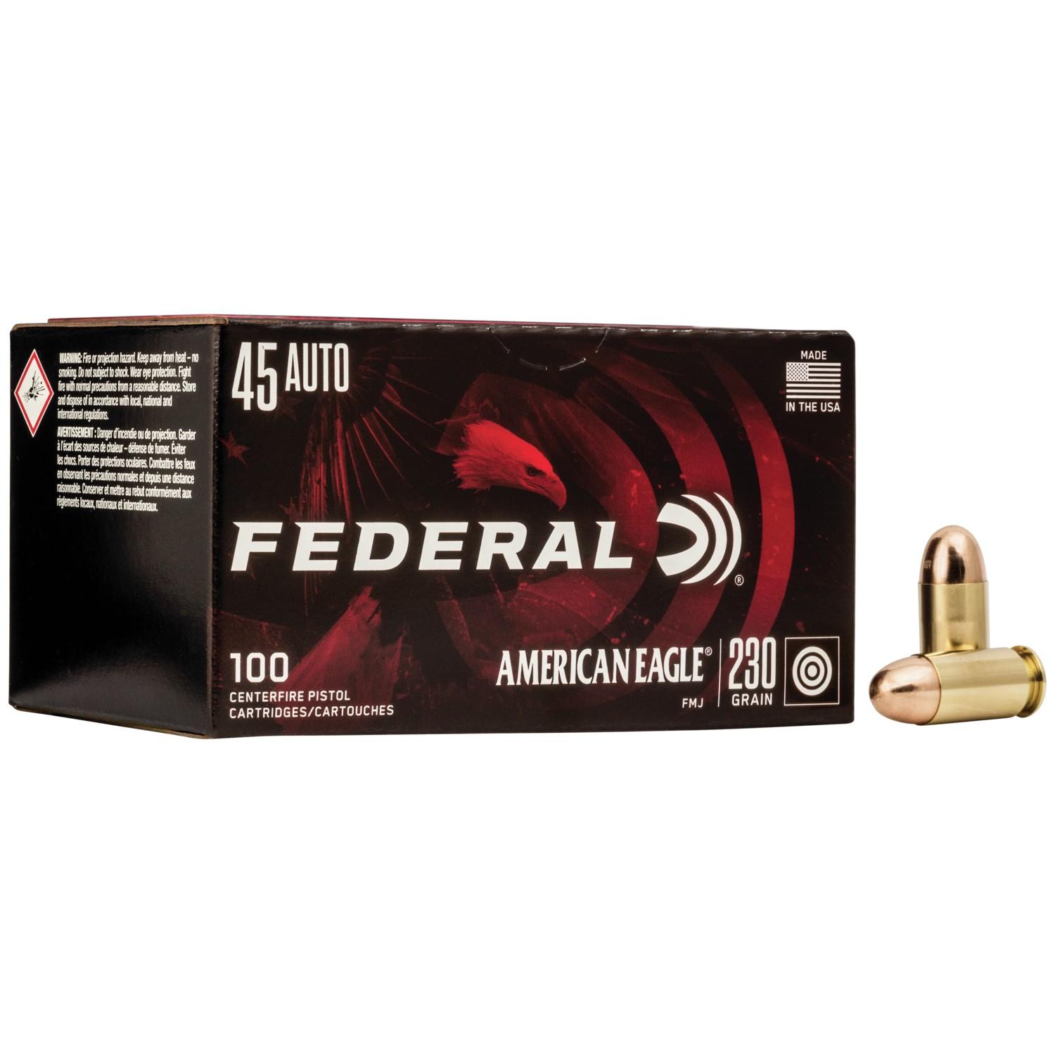 Federal AE45A100 45 ACP 230 Grain Full Metal Jacket 100 Rounds Box - View 2