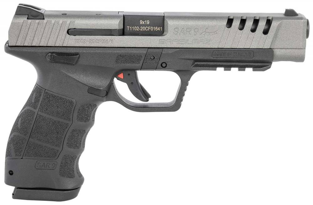 Sar USA SAR9SPTPT SAR9 Sport Platinum 9mm Luger 5.20" 17+1 Platinum Cerakoted Ported Steel Slide Black Polymer Frame Forged Steel Barrel - View 2