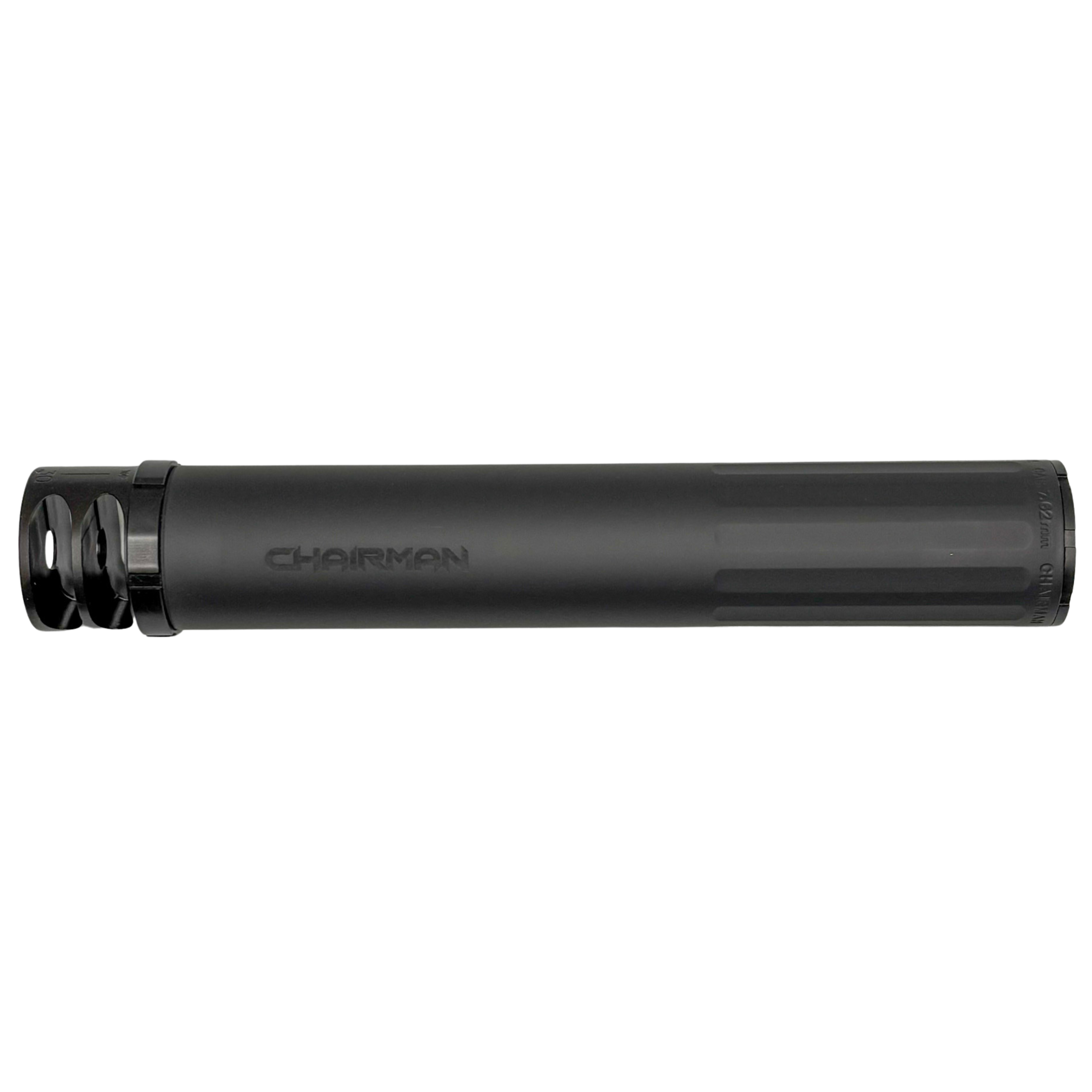 BOSS CHAIRMAN - 5/8X24 BRAKE END CAP 7.62 FULL LENGTH SILENCER HIGH PRESSURE LOADS STAINLESS NITRIDED CORE MUZZLE BREAK FOR MAXIMUM MUZZLE CONTROL REDUCED SOUND SUPPRESSION CH-15080-762-SS-58-BR-BLK - View 2