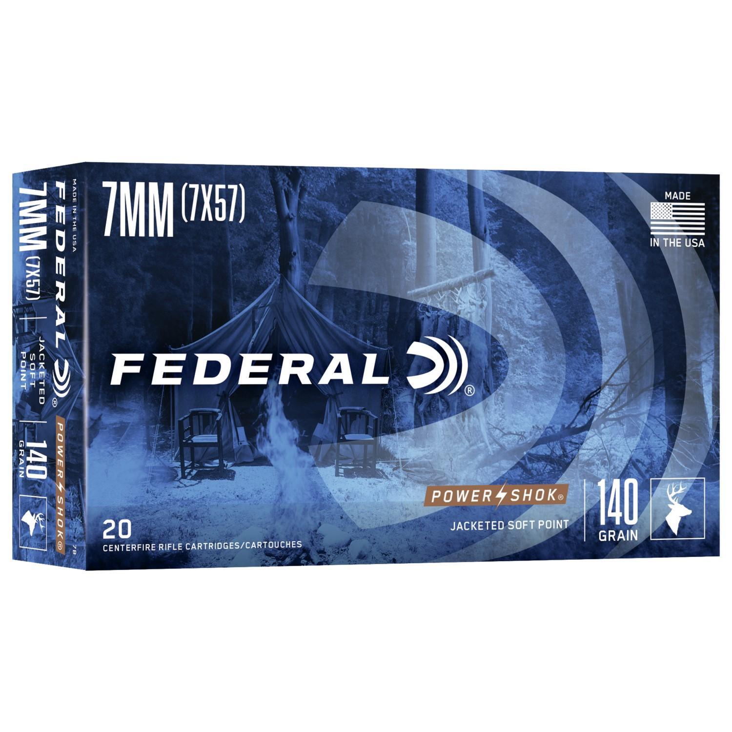 Federal Power-Shok 7x57mm Mauser Ammo 20 Rounds JSP 140 Grains 7B - View 2
