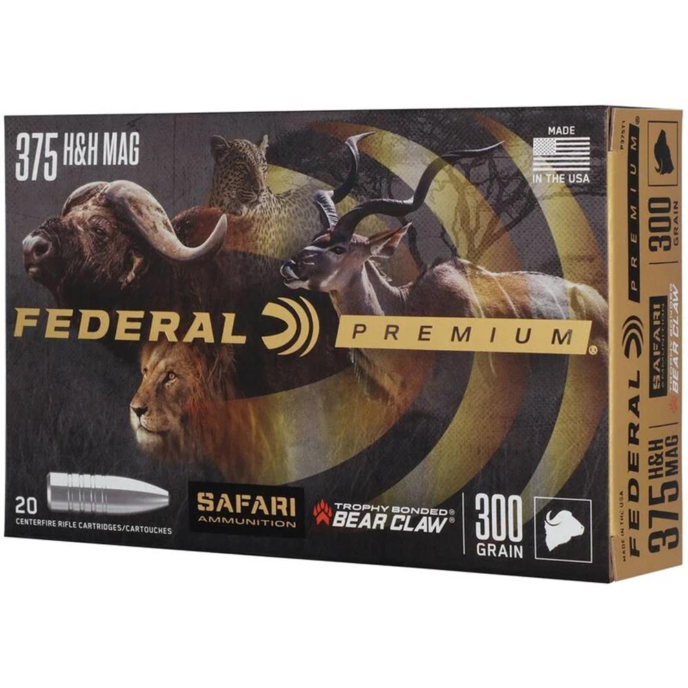 Federal Premium Safari Cape-Shok P375T1 375 H&H Mag 300 gr Trophy Bonded Bear Claw (TBBC) Ammo 20 Per Box/ 10 Cs - View 2