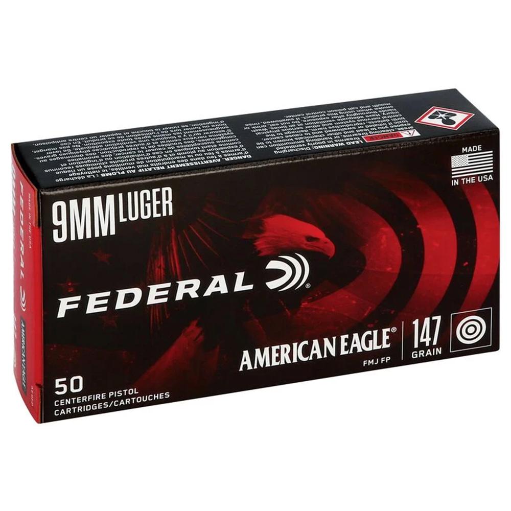 Federal AE9FP 9mm Luger 147 Grain FMJ Flat Point 50 Rounds per Box - View 2