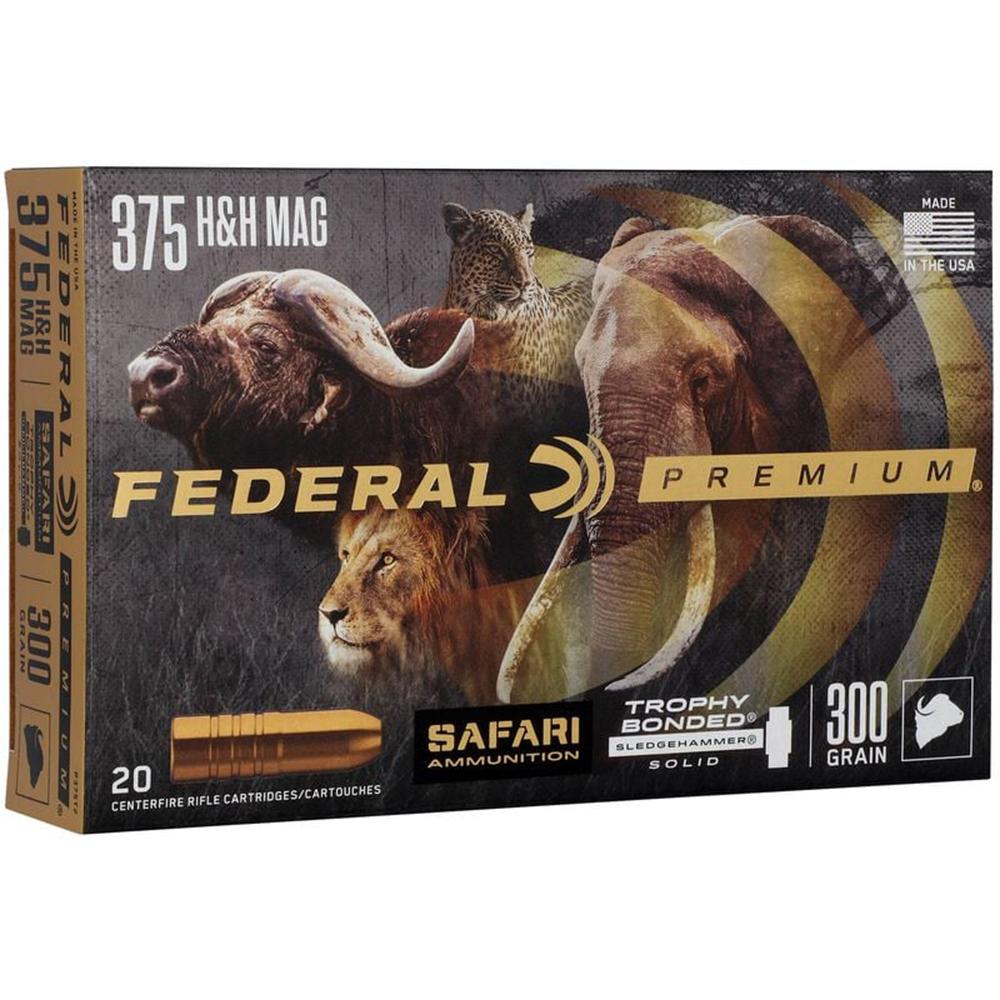 Federal P375T2 Premium Safari Cape-Shok 375 H&H Mag 300 gr Trophy Bonded Sledgehammer Solid (TBSH) 20 Per Box/ 10 Cs - View 2