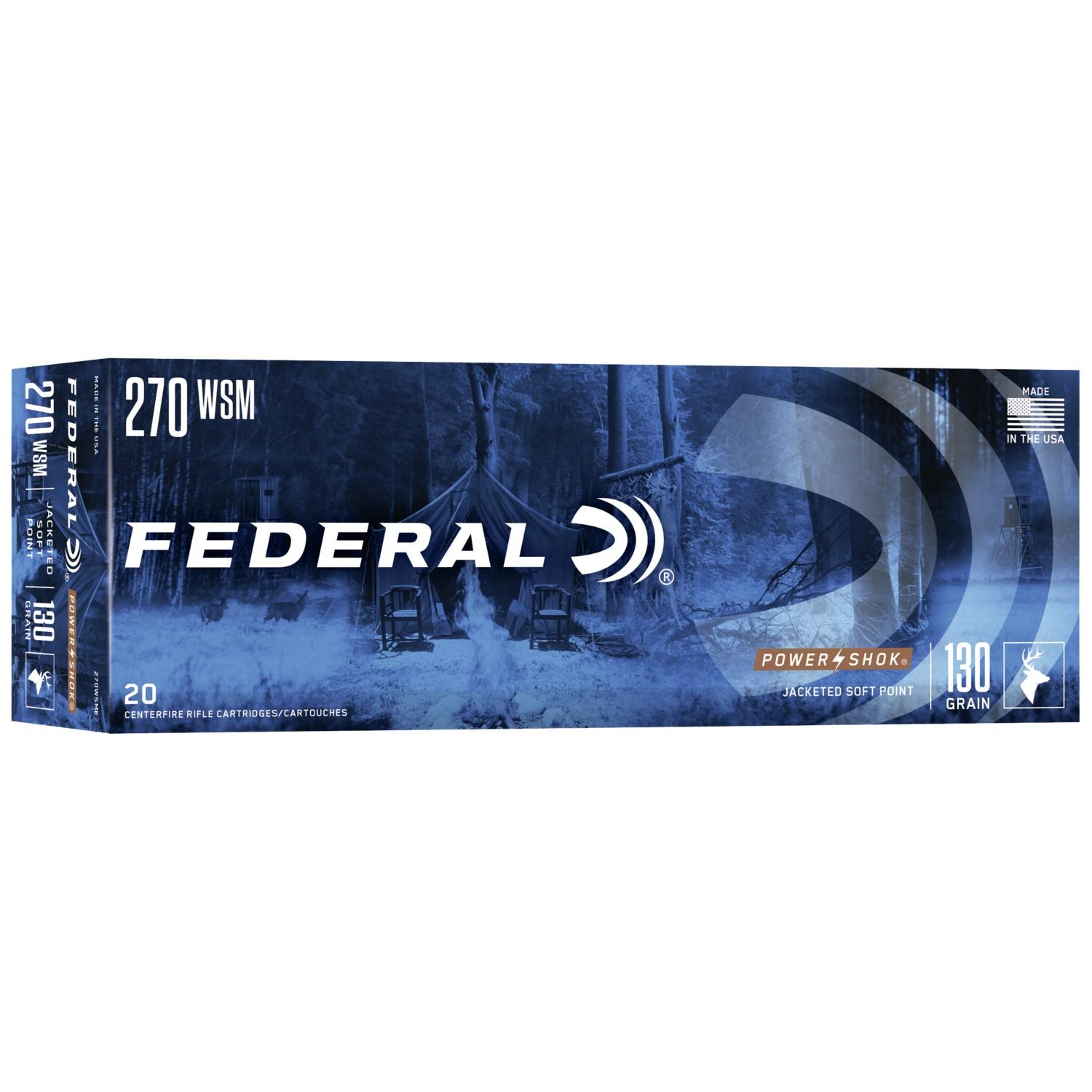 Federal 270WSME Power-Shok 270 WSM 130 gr Jacketed Soft Point (JSP) 20 Per Box/10 Cs - View 2