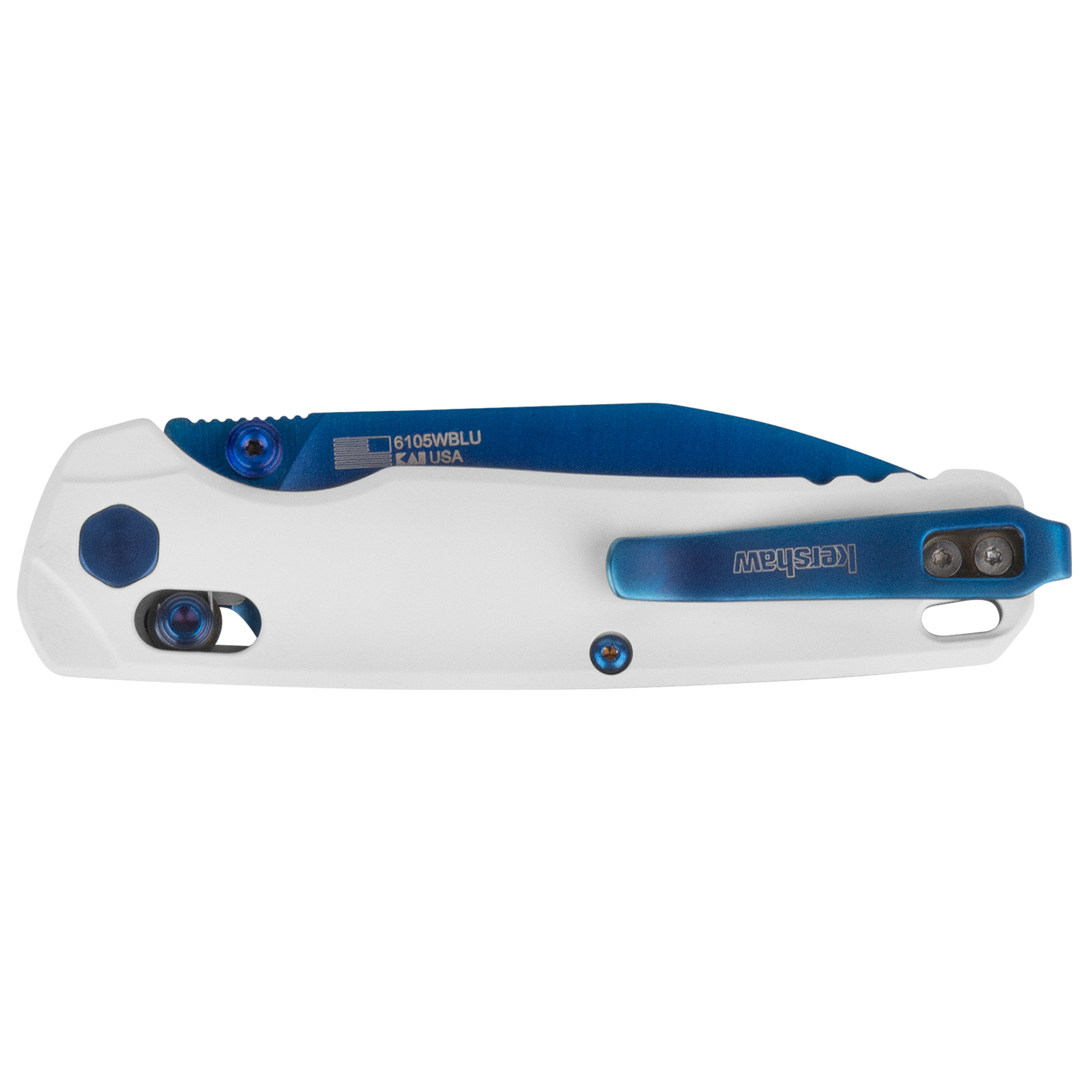 KERSHAW BEL AIR WAMPA WHITE HANDLE BLUE BLADE MGE Exclusive - View 2