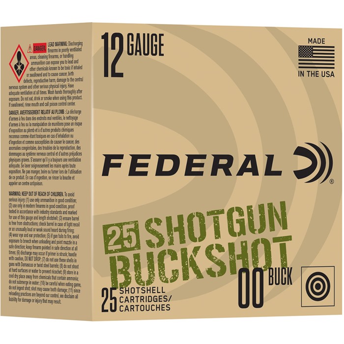 Federal 12GA 2 3/4 IN MAX 9 PELLET 00 BUCKSHOT 1325 FPS 25 F12BK25 00 - View 2