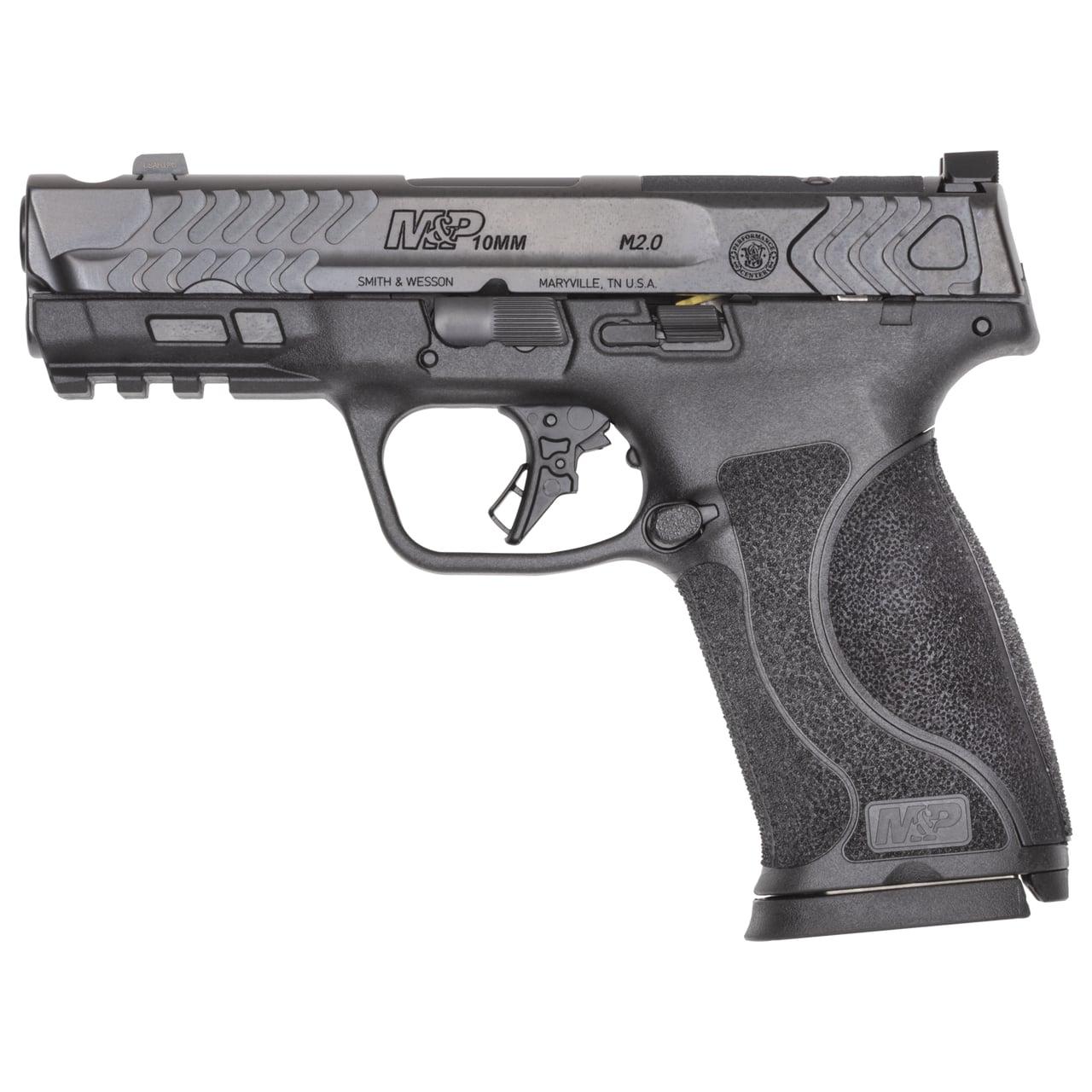 S&W PC M&P 10MM M2.0 Carry Comp Handgun 10mm Auto 15rd Magazines(2) 4 Barrel OR No Thumb Safety Black - View 2