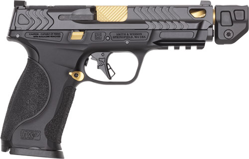 Smith and Wesson 14619 M&P9 M2.0 PC Metal OR Comp 9mm 4.869" Gold PVD Black Armornite Semi-Auto Pistol - View 2