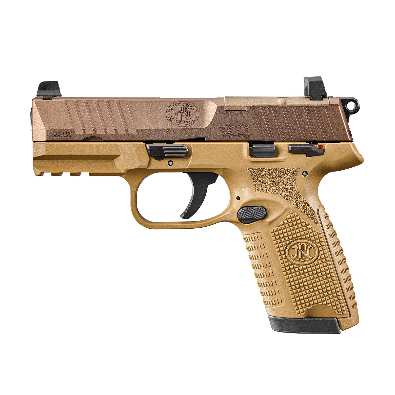 FN 66-102318 FN 502 MRD 22 LR 4" Flat Dark Earth Semi-Auto Pistol - View 2