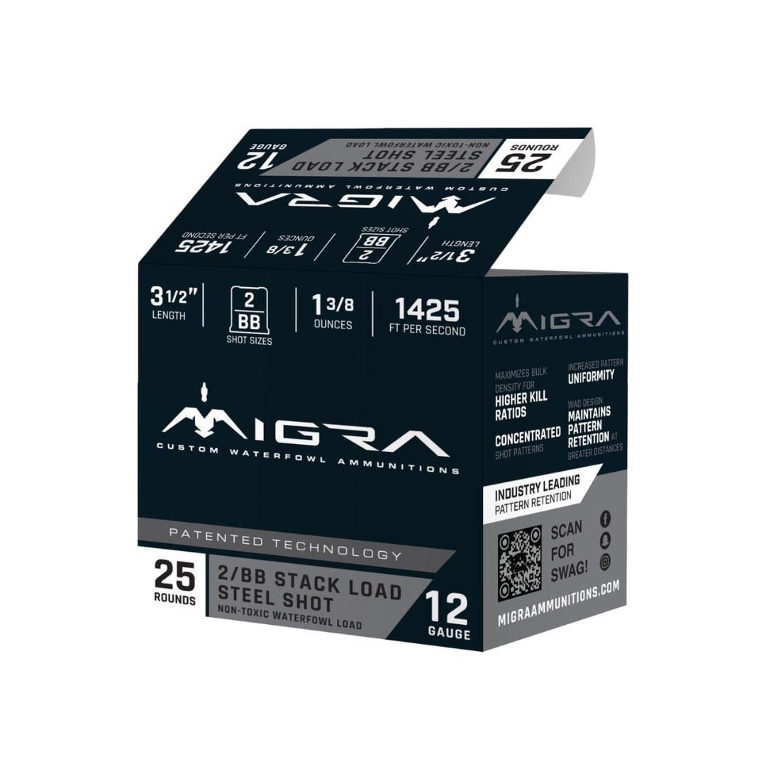 Migra Steel Waterfowl Stacked Shotshells 12ga 3.5 1-3/8oz 1425 fps #2 & #BB 25/ct - View 2