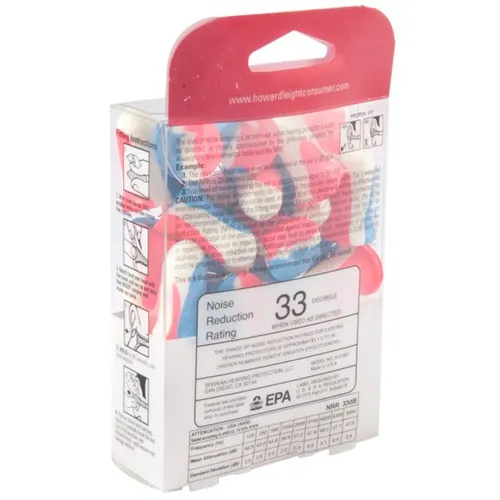 Howard Leight Super Leight Ear Plugs Foam Red/White/Blue 10 Pr 33dB - View 3