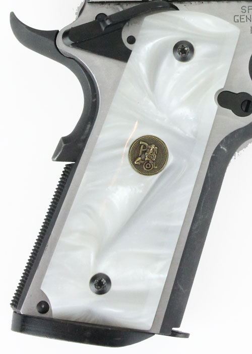 Pachmayr Custom Grip White Simulated Pearl Panels for 1911 with Ambidextrous Safety - View 2