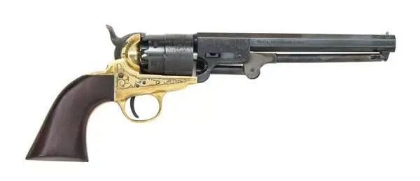 Traditions 1851 Navy Revolver 44 Cal 7.375 in Blued Brass Frame Walnut Grip - View 2