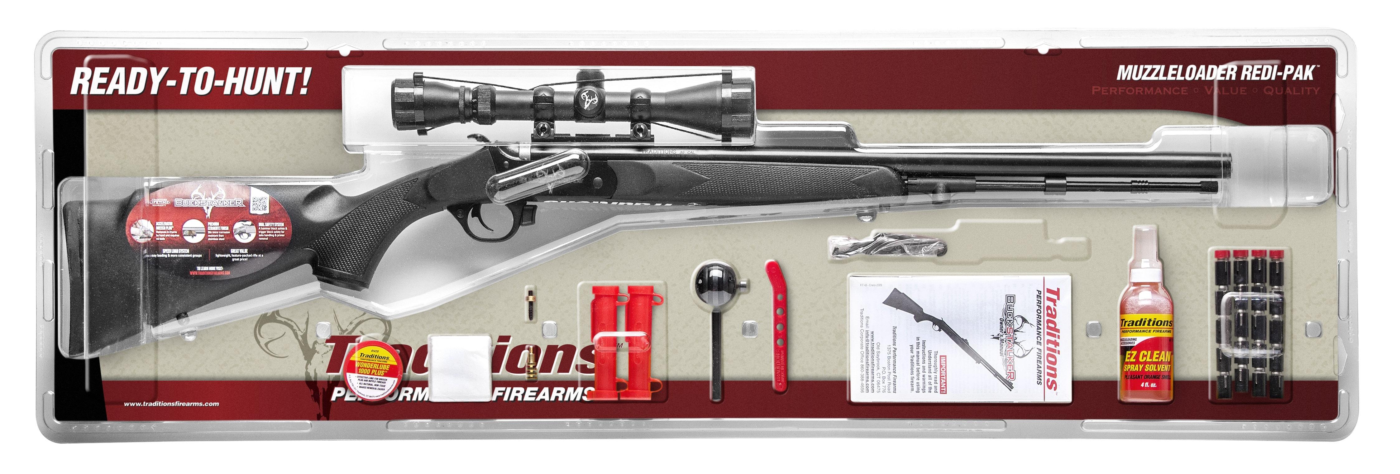 Traditions RS5-72000840 Buckstalker 50 Caliber 1 Gloss Blued Redi-Pak Kit 3-9x40 Scope 209 Shotgun Primer Ignition - View 2