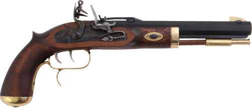 Traditions P1090 Trapper SAO 50 Cal Flintlock 9.75" Blued Frame & Barrel Hardwood - View 2