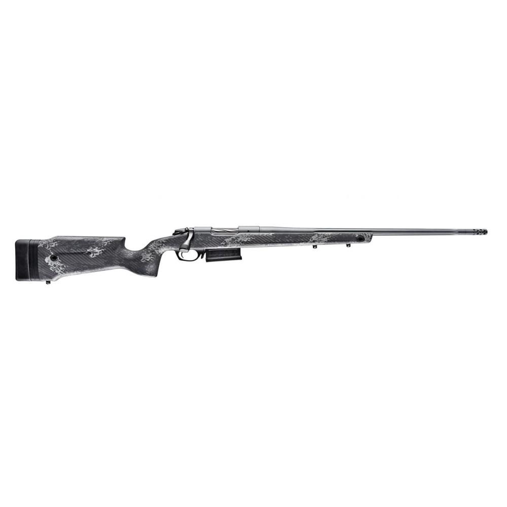 Bergara Rifles B14SM759 B-14 Crest 6.5 PRC 3+1 20" Fluted, Sniper Gray Cerakote Barrel/Rec, Monte Carlo Carbon Fiber with Black & Gray Splatter, Omni Muzzle Brake - View 2