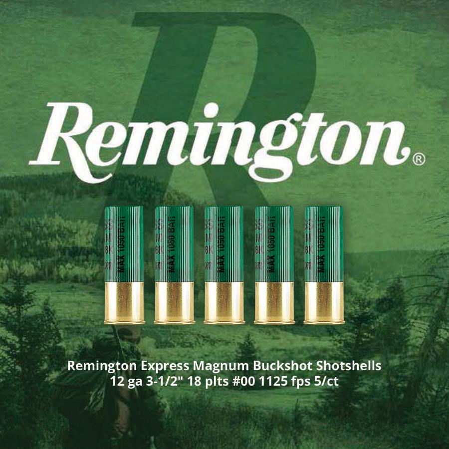 Remington Express Magnum Buckshot Shotgun Ammo 12 ga 3 1/2 MAX 18 plts #00 1125 fps - 5/box - View 2