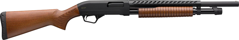 Winchester Super X Pump Trench, 12 Gauge, 5+1 Capacity, 18" Chrome Lined Barrel, Matte Black Finish, Hardwood Stock - View 2