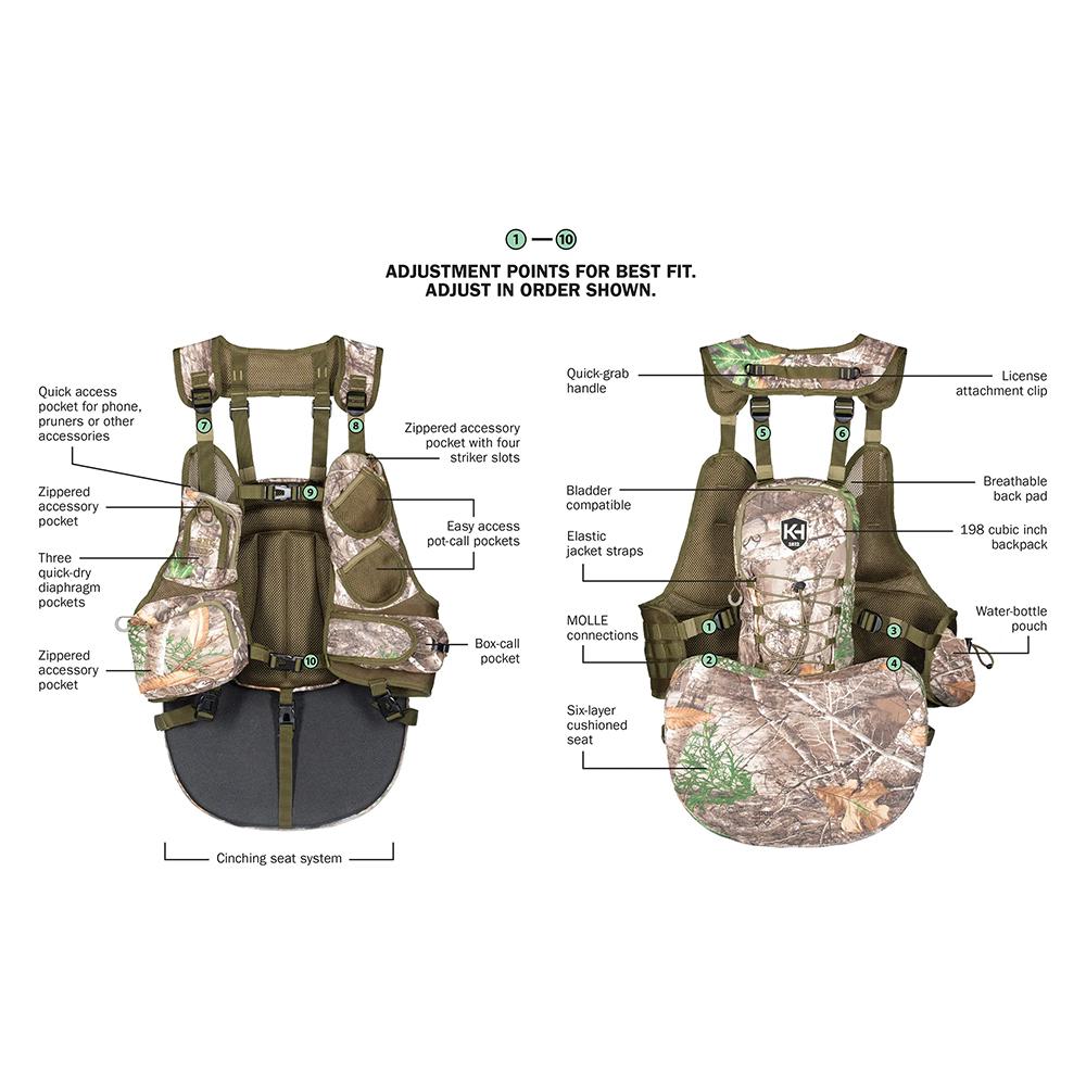 Knight & Hale KHT0065 Turkey Vest 1.5 lbs Realtree Edge 10-Point Adjust - View 2