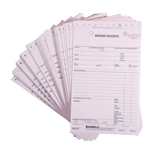 Brownells Repair Log Invoice Forms 3-PART 500 Pack - View 2