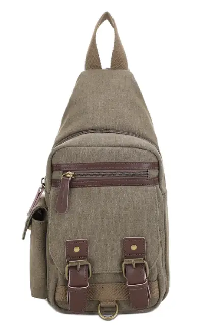 JESSIE & JAMES SHASTA CANVAS/LEATHER CCW SLING BAG 8.5 H X 5.5W X 2D ( OLIVE ) - View 2