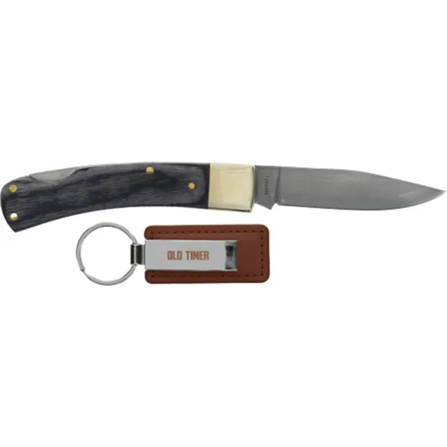 Old Timer 1259489 Lockback Knife Keychain 2-9/10 In Clip Point Grey - View 2