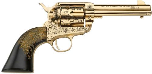 Pietta Keeper of the Plains Revolver 357 Mag 4.75 in Gold w/Engraved FM/BRL/CYL 6 rd. - View 2