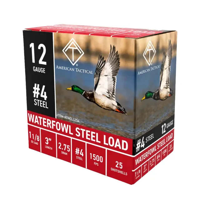 ATI Waterfowl 12 Gauge 3 In #4 Steel 1-1/8 Oz 1500 FPS 250-Rounds