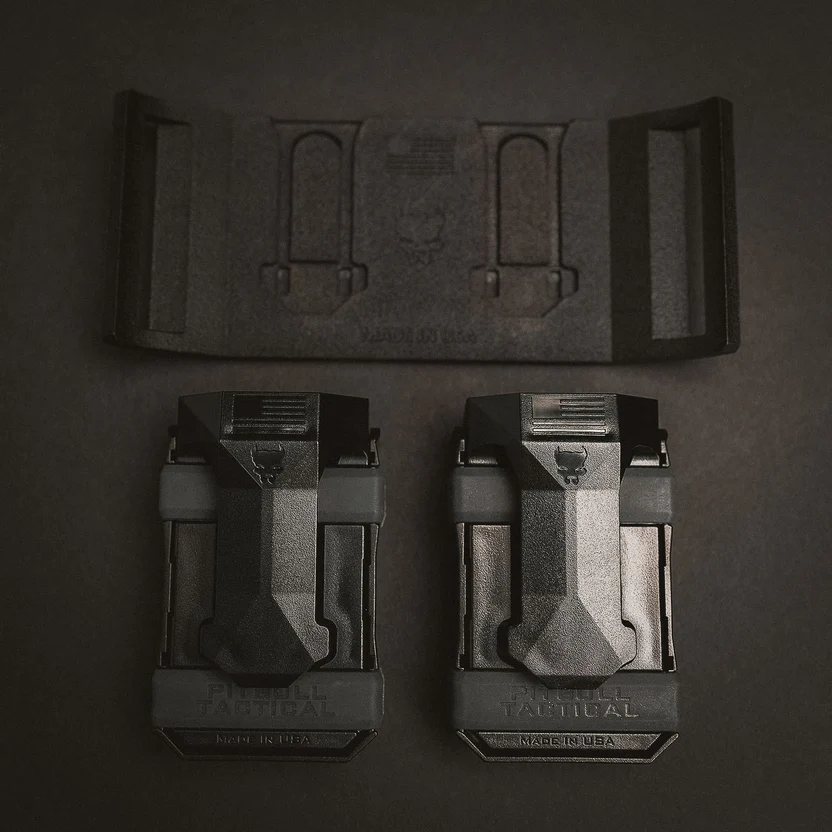 PITBULL TACTICAL UNIVERSAL DOUBLE MAGAZINE MOUNT W/ (2) STEALTH CARRIERS - View 2