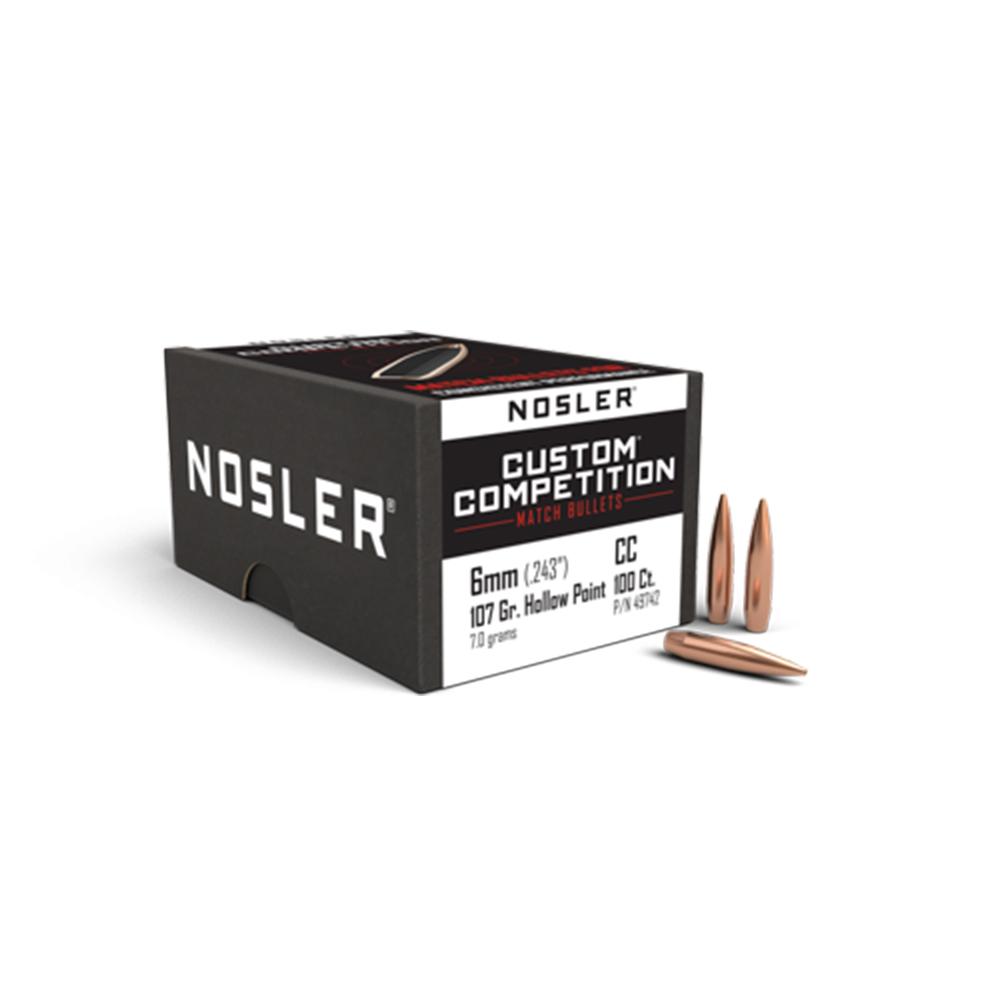 Nosler Custom Competition 6mm, 107gr HPBT Rifle Bullet, 100-Box, Ultra-Precise Lead-Alloy Core, Aerodynamic Efficiency - View 2