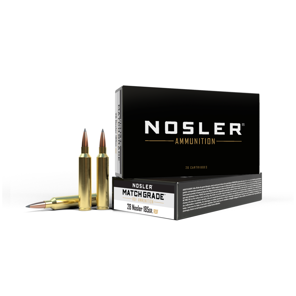 Nosler 60141 RDF .28 Nosler 185gr HPBT Brass Cased Centerfire Rifle Ammo - 20 Rounds, High-Performance, Uniform Consistency - View 2