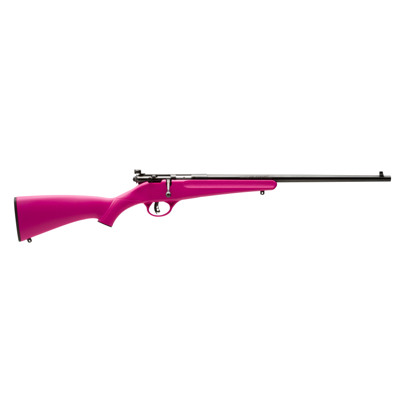 Savage Arms 13780 Rascal 22 LR Bolt Action Rifle, 1rd Capacity, 16.10" Barrel, Satin Blued Finish, Pink Synthetic Stock, 1:16 Twist, 31.5" Overall Length, 2.66 lb Weight - View 2