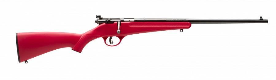 Savage Arms 13795 Rascal 22 LR Bolt Action Rifle, 1rd Capacity, 16.12" Barrel, Satin Blued Finish, Red Synthetic Stock - View 2