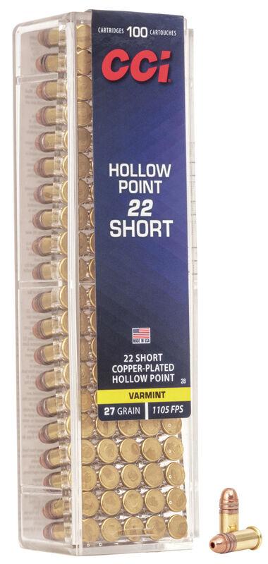 CCI 0028 VNT Rimfire 22 Short 27gr Hollow Point 100 Rounds Box - View 2