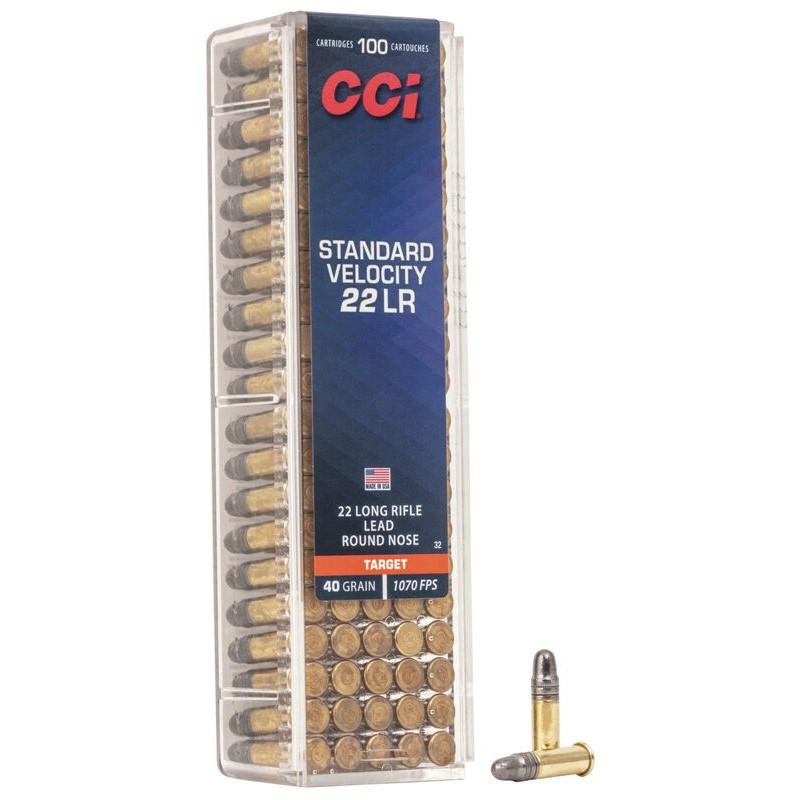 CCI 0032 Standard Velocity Rimfire 22 LR 40 gr Lead Round Nose (LRN) 100 Per Box/ 50 Cs - View 2