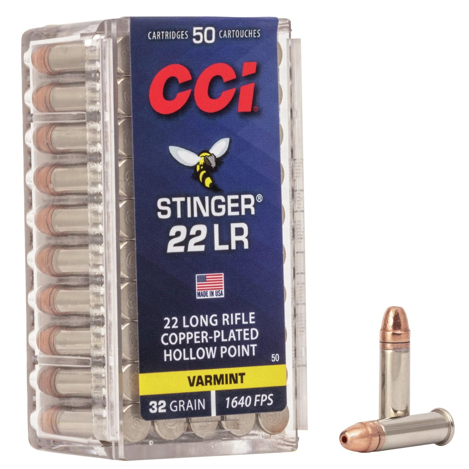 CCI 0050 Stinger 22LR 32 Grain Copper Plated Hollow Point 50 Rounds - View 2