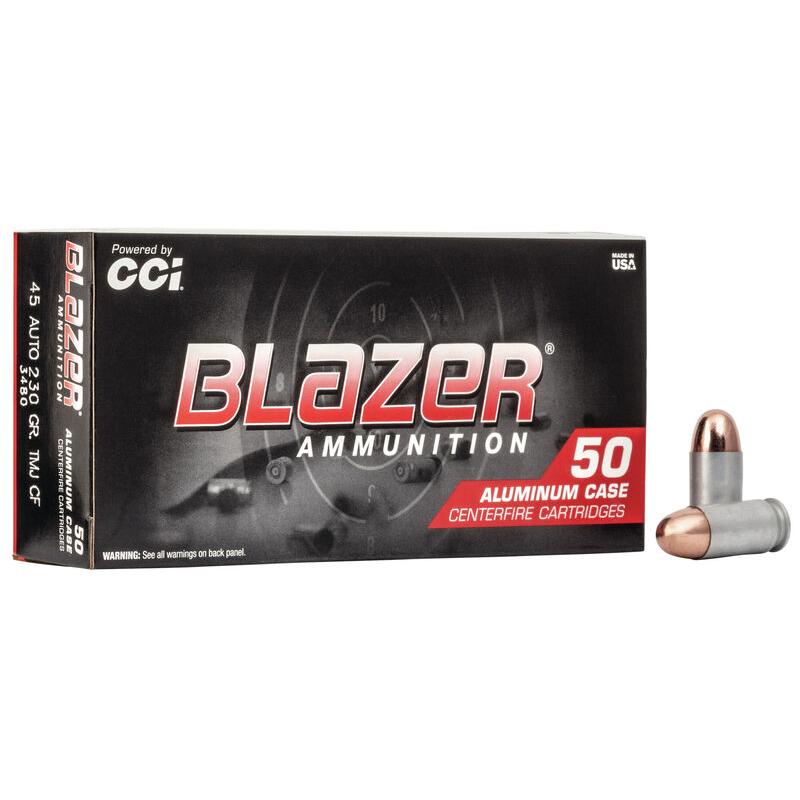 CCI 3480 Blazer Clean Fire Ammo 45 ACP 230gr TMJ 50rd Box - View 2