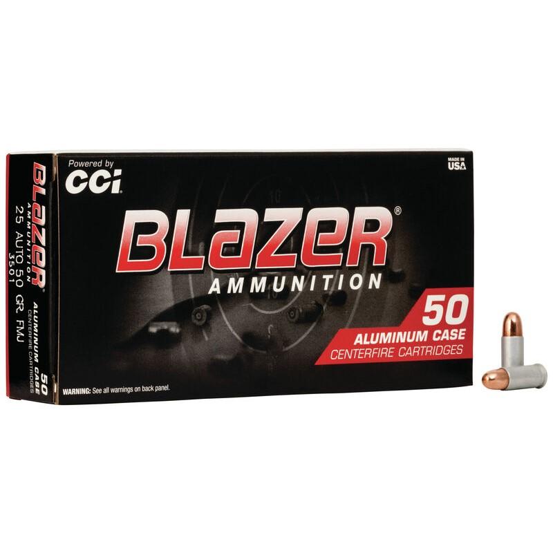 CCI Speer Blazer 25 ACP 50 Grain Total Metal Jacket Ammo 50 Round Box 3501 - View 2