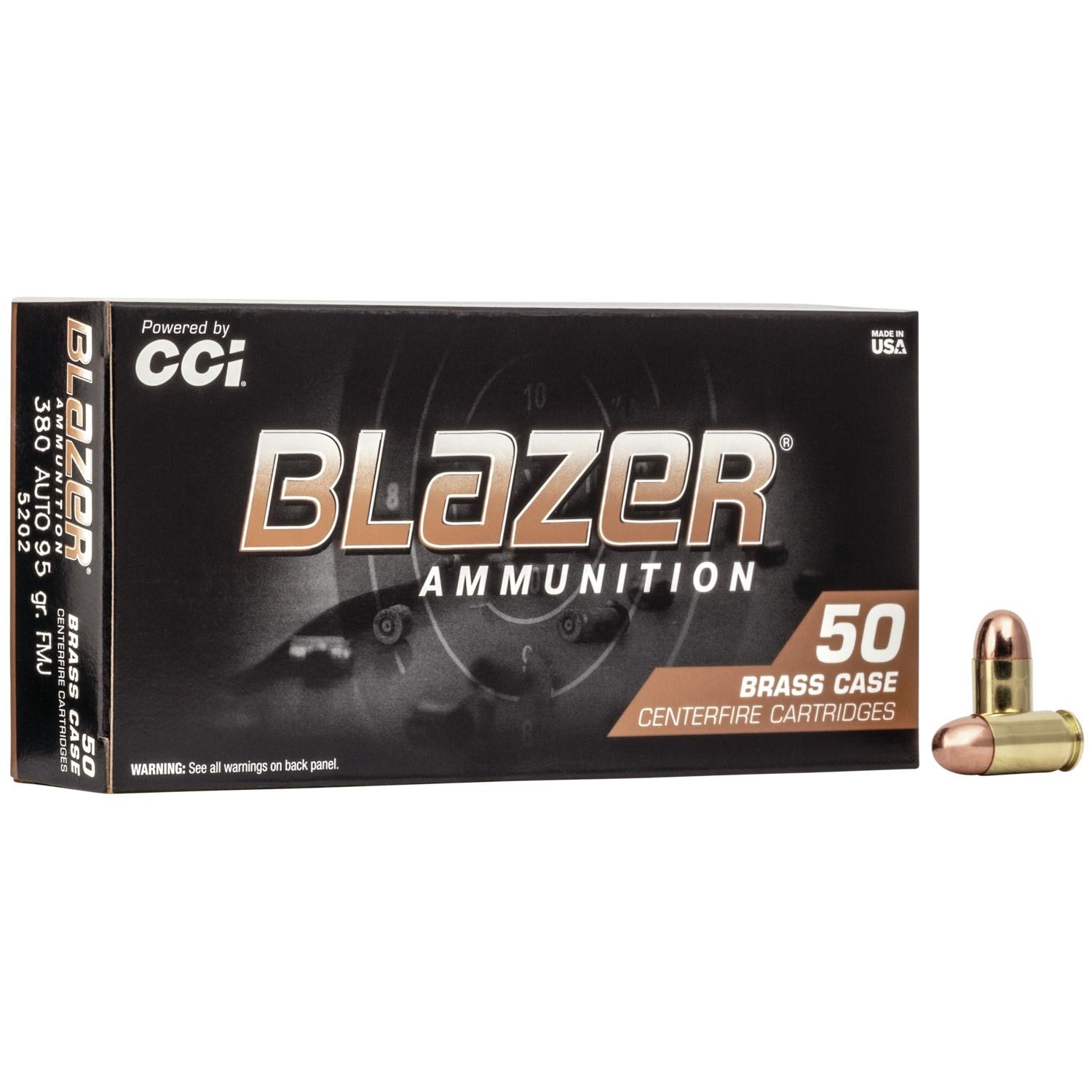 CCI 5202 Blazer Brass Handgun 380 ACP 95 gr Full Metal Jacket (FMJ) 50 Per Box/ 20 Cs - View 2