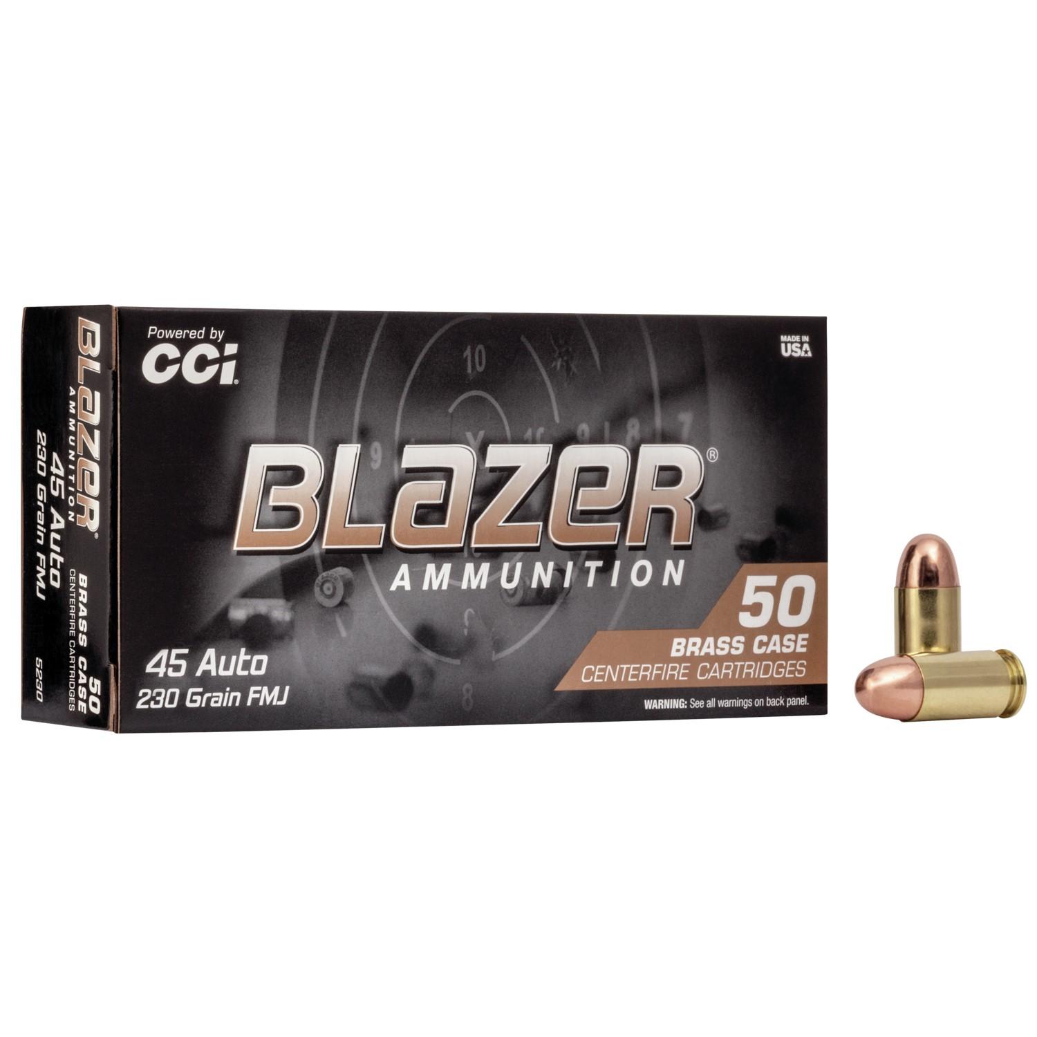 CCI 5230 Blazer Brass Handgun 45 ACP 230 gr Full Metal Jacket (FMJ) 50 Per Box/ 20 Cs - View 2