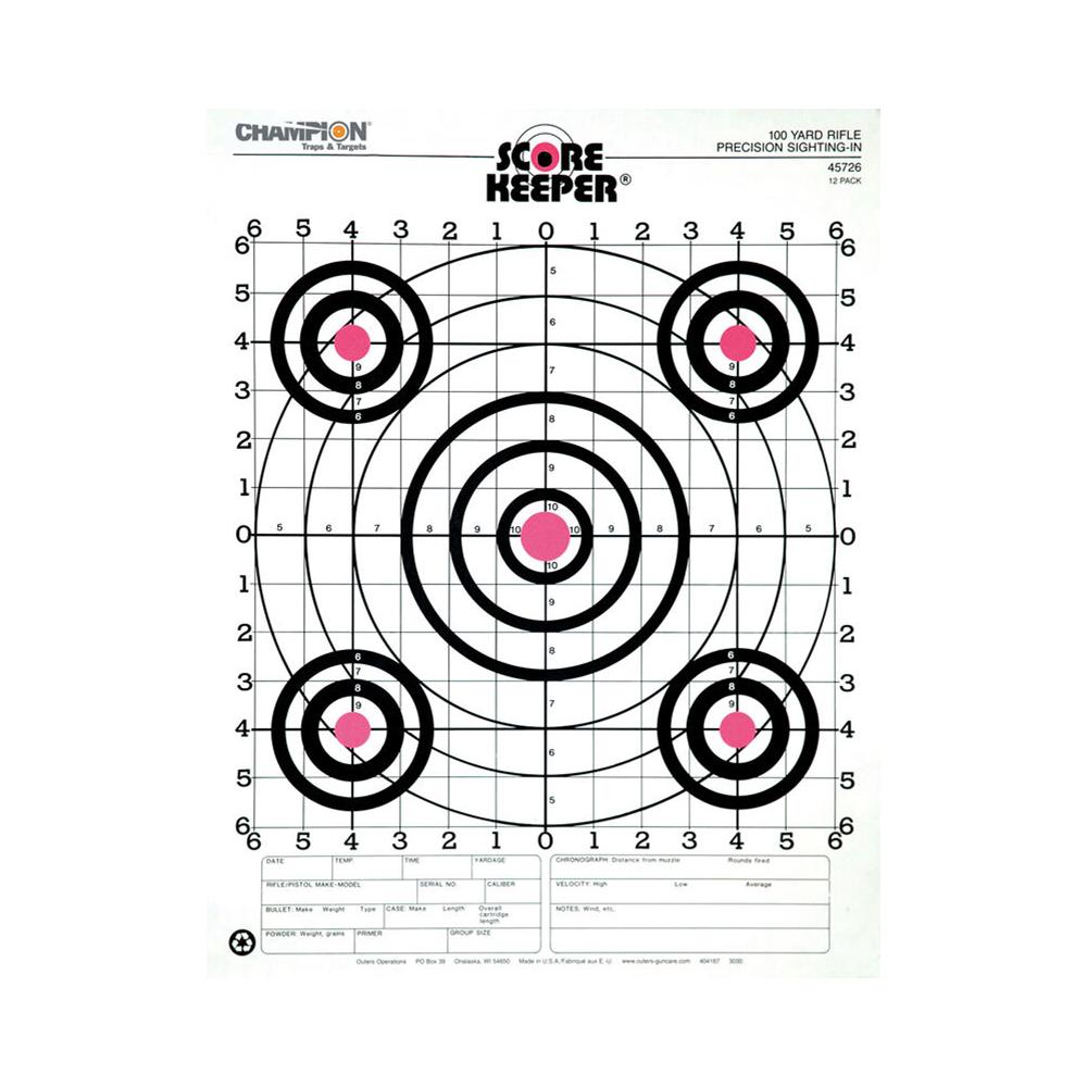Champion Targets 45726 Paper Target 100 Yards Orange Bull 12 Pack - View 2