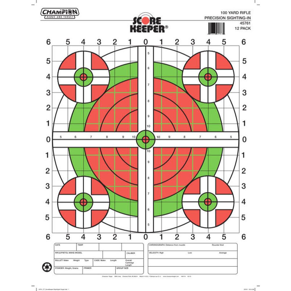 Champion Targets 45761 100 Yards Rifle Sight In 12 Pack Green Orange - View 2