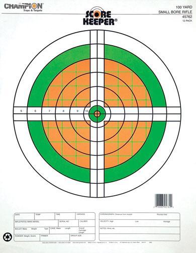 Champion Targets 45762 100 Yard Small Bore Rifle Fluorescent 12 Pack - View 2