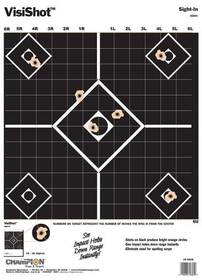 Champion Targets 45804 VisiShot Sight-In 5-Diamond Paper Hanging Pistol/Rifle 13" x 18" Black/White 10 Pk. - View 2