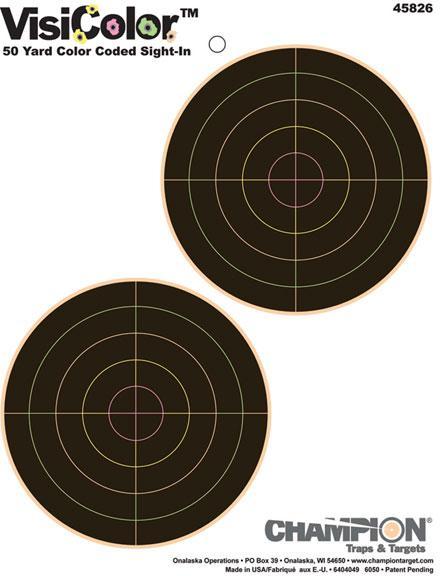 Champion Targets 45826 VisiColor 5" Double Bullseye Paper Self-Adhesive 8.50" x 11" Multi-Color 10 Pk. - View 2