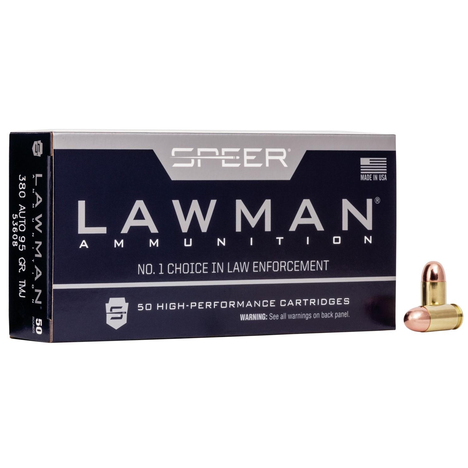 Speer Lawman Training 380 ACP 95 gr Total Metal Jacket (TMJ) 50 Per Box/20 Cs - View 2