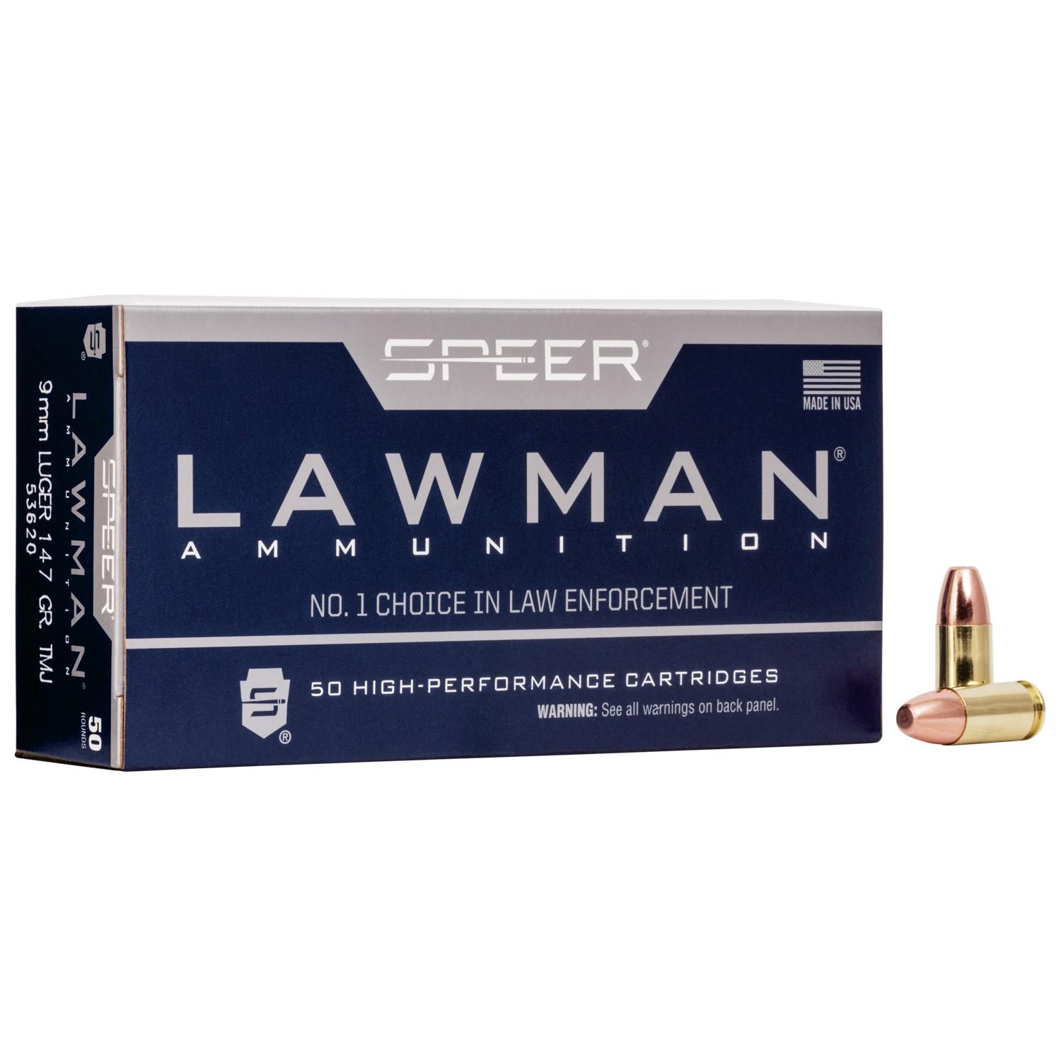 Speer Lawman Training 9mm Luger 147 gr 985 fps TMJRN Ammo 50 Bx/20 Cs - View 2