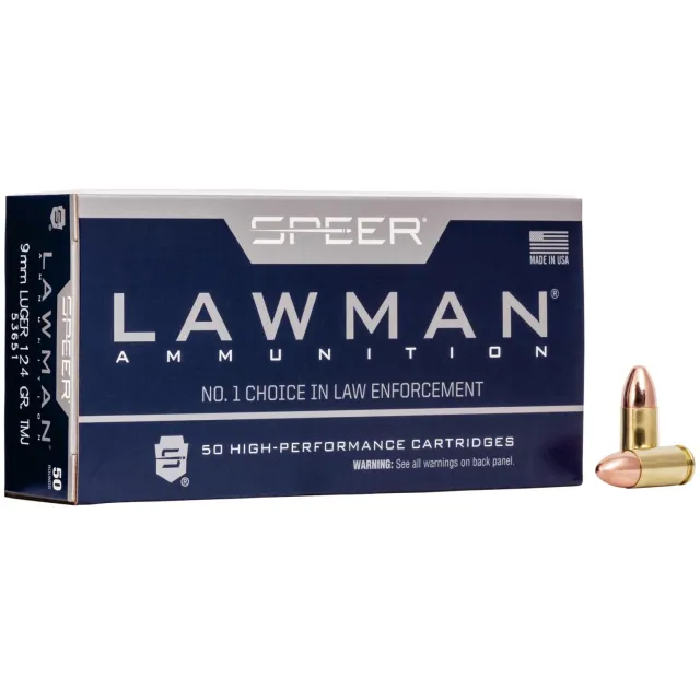 Speer 53651 Lawman 9mm Luger 124gr TMJ Ammo 50 Rounds Box - View 2